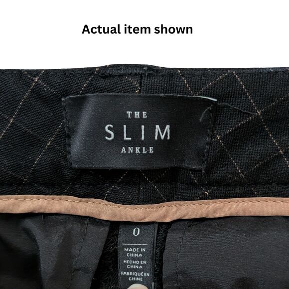 ✨ WHBM Black Plaid "THE SLIM ANKLE" Pants Size 0 Stretch Rayon Cotton - Picture 4 of 8